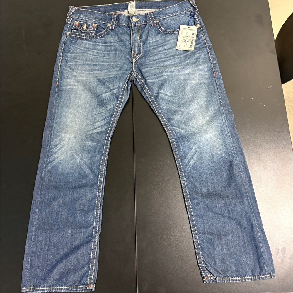 True Religion Men's Classic Blue Straight Jeans